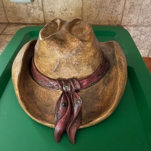 Western Style Cowboy Hat 3D Sculpture Plaster Wall Art Unique .